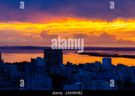 Sunset on fire in Porto Alegre, Brazil Stock Photo