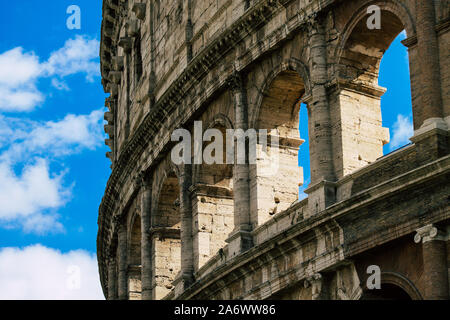 Rome Italy September 29, 2019 View of the Coliseum also known as the Flavian Amphitheatre, is an oval amphitheatre in the centre of the city of Rome Stock Photo