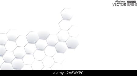 Abstract. Embossed Hexagon , honeycomb white Background ,light and shadow ,Vector Stock Vector