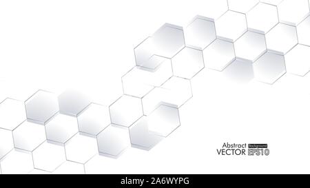 Abstract. Embossed Hexagon , honeycomb white Background ,light and shadow ,Vector Stock Vector