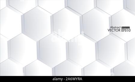 Abstract. Embossed Hexagon , honeycomb white Background ,light and shadow ,Vector Stock Vector