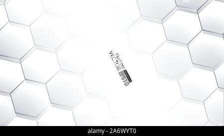Abstract. Embossed Hexagon , honeycomb white Background ,light and shadow ,Vector Stock Vector
