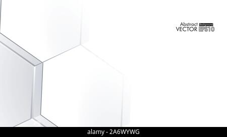 Abstract. Embossed Hexagon , honeycomb white background ,light and shadow ,Vector Stock Vector