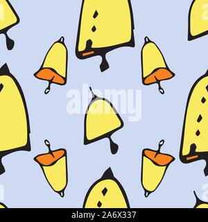 Jingle bells on a blue background. Vector surface pattern design Stock Vector