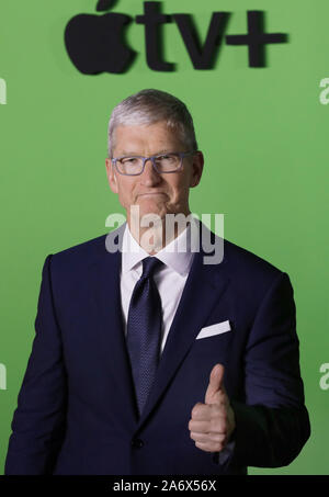 New York, USA. 28th Oct, 2019. Apple CEO Tim Cook attends the Apple TV 's 'The Morning Show' World Premiere at David Geffen Hall at Lincoln Center on October 28, 2019 in New York City. Photo by Peter Foley/UPI Credit: UPI/Alamy Live News Stock Photo