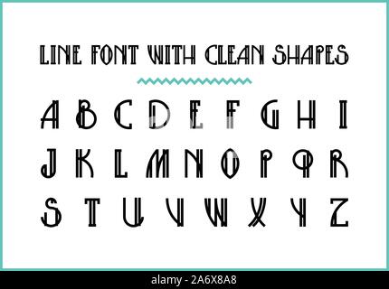 Lined hipster styled trendy font with minimalistic bold shapes Stock Vector