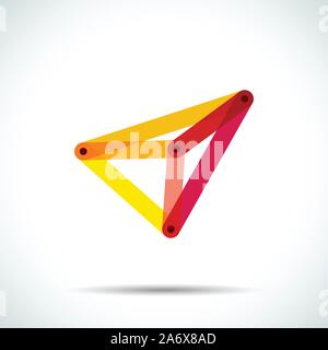 Abstract pyramid logo with intersecting transparent lines Stock Vector