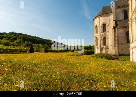 The Abbey of St-Georges-de-Boscherville is set in beautiful nature and surrounded by great gardens, St-Martin-de-Boscherville, Normandy, France Stock Photo