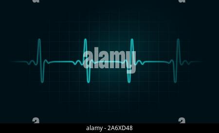 Pulse rate Line on green chart background of monitor. Illustration about heart rate and Cardiogram monitor. Stock Vector