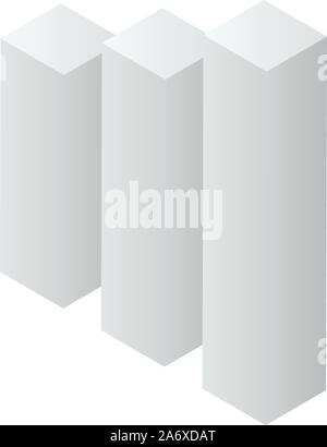Grey graph bars icon, isometric style Stock Vector