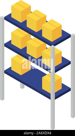 Rack parcel icon, isometric style Stock Vector