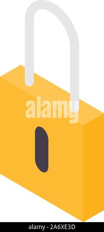 Yellow padlock icon, isometric style Stock Vector