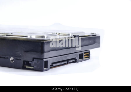 Computer old used hard disk drive SATA hdd isolated on white background for data computer pc backup or desktop Stock Photo