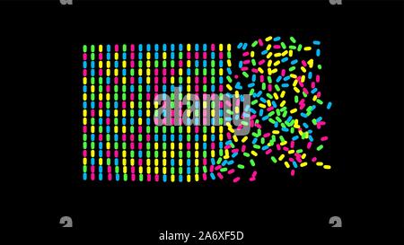 Big data graph visualization. Motion vector illustration. Coding process. Can be used for advertising, marketing and presentation. Stock Vector