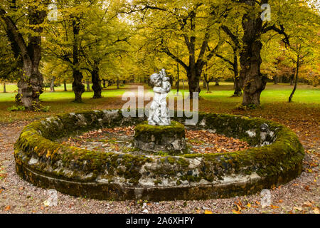 Loviisa, Finland - 7 October 2019: The old fountain on Manor House Malmgard. Stock Photo