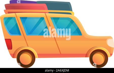 Orange trip car icon. Cartoon of orange trip car vector icon for web design isolated on white background Stock Vector