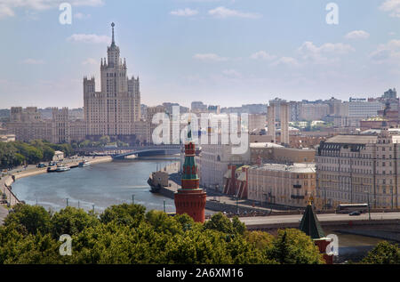 Aerial view of downtown of Moscow city from Moscow Kremlin tower, Russia Stock Photo