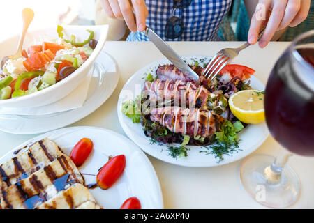 Mediterranean food in a Greek restaurant. Stock Photo