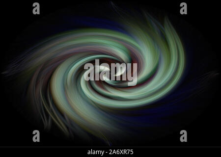 Abstract illustration, not overly twisted colors on a black background, flowing colors Stock Photo