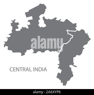 Central India gray region map illustration Stock Vector