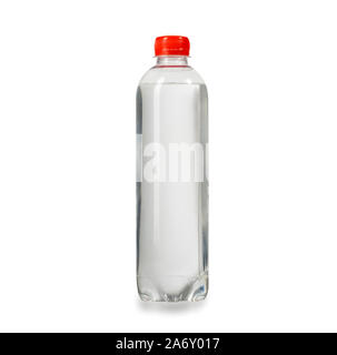 transparent plastic bottle with red crumb Stock Photo