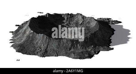 crater on the surface of the Moon, terrain model isolated with shadow on white background Stock Photo