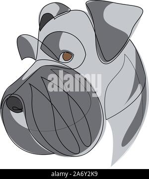 Continuous line Mittelschnauzer. Single line minimal style Mittel Schnauzer dog vector illustration Stock Vector