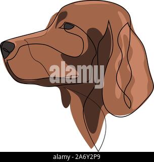 Continuous line Irish Setter. Single line minimal style Setter dog vector illustration Stock Vector