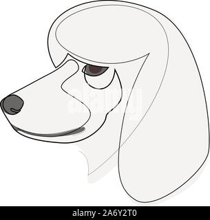 Continuous line White French Poodle. Single line minimal style Poodle dog vector illustration Stock Vector
