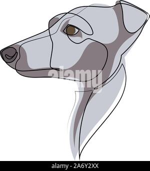 Continuous line Whippet. Single line minimal style English Whippet or Snap dog vector illustration Stock Vector