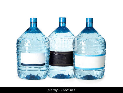 three plastic bottles with clean water Stock Photo