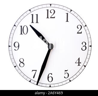 clock face and hands on white background Stock Photo