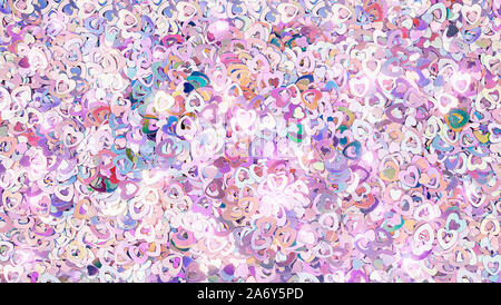 Real shiny heart-shaped sparkles textured background Stock Photo