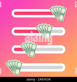 Button indicator money cash for social network. Vector bill note indicate, banking green dollar illustration Stock Vector