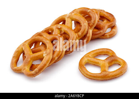 Group of Pretzel crackers isolated on white background Stock Photo