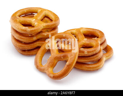 Group of Pretzel crackers isolated on white background Stock Photo