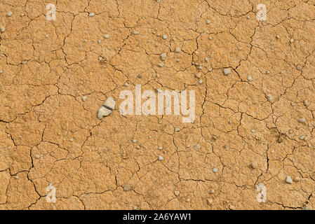 Clay sandy earth parched and cracked Stock Photo