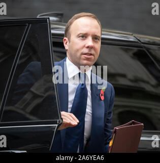 Downing Street, London, UK. 29th October 2019. Matt Hancock, Secretary of State for Health and Social Care in Downing Street for weekly cabinet meetingDowning Street, London, UK. 29th October 2019.  Brandon Lewis, Minister of State for the Home Office in Downing Street for weekly cabinet meeting with Alun Cairns, Secretary of State for Wales. A general election date of 12th December is announced later in the day. Credit: Malcolm Park/Alamy Live News. Stock Photo