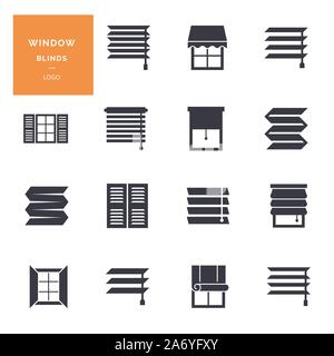 Vector isolated icons set of window blinds vector glyph icons. Logotype collection. Stock Vector
