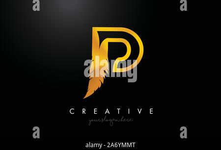 Golden feather letter v luxury brand logo icon Vector Image