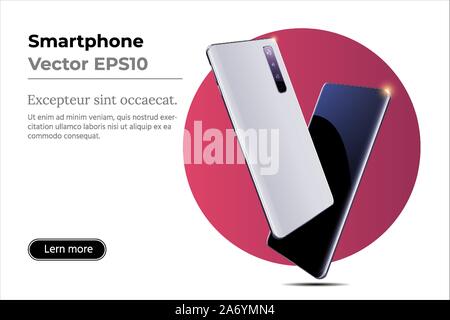Two Smartphones with Frameless Blank Screen in Rotated Position. Stock Vector