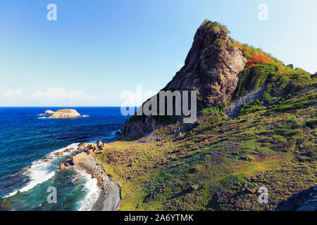 Brazil, Fernando de Noronha, Coastal landscape near Sueste Bay Stock Photo