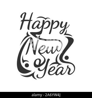 Happy New Year vector text Calligraphic Lettering design card template. Creative typography for Holiday Greeting Gift Stock Vector