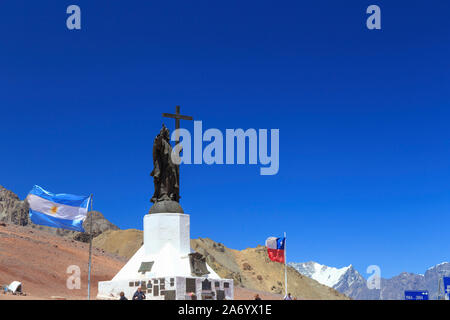Argentina, Mendoza, Ruta 7, Christ the Redeemer statue on the border between Argentina and Chie Stock Photo