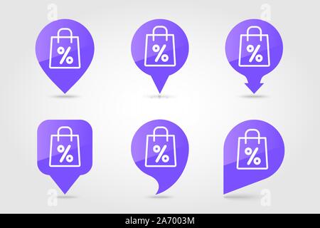 Shopping bag with percent symbol - Shopping Bag With Percent Symbol Pin Map Icon E Commerce Sign Map Pointer Map Markers Destination Vector Icon 2a7003m 