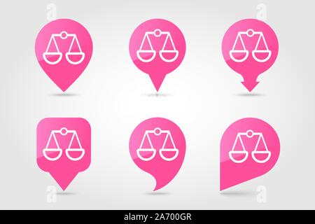 Scales pin map icon. E-commerce sign. Map pointer. Map markers. Destination vector icon Stock Vector