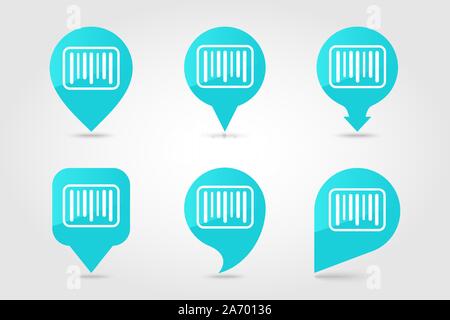 Barcode pin map icon. E-commerce sign. Map pointer. Map markers. Destination vector icon Stock Vector