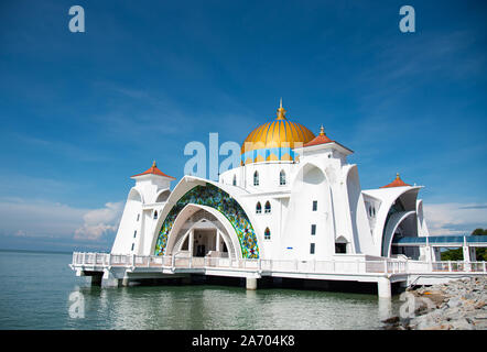 MALACCA,MALAYSIA, october ,14,2019 Masjid Selat  in Malacca heritage city  of Malaysia Stock Photo