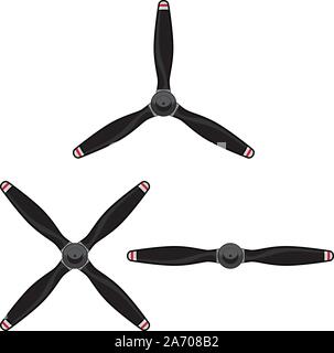 Aircraft Propeller Group with Two Blade, Three Blade and Four Blade Propellers, Isolated Vector Illustration Stock Vector