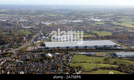 aerial view of the M&S Distribution Centre at the north end of the M606, Bradford, West Yorkshire, UK